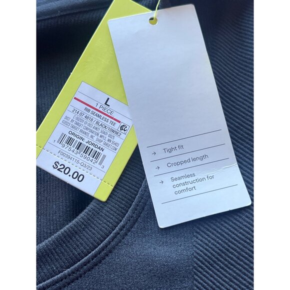 All In Motion Womens Rib Seamless Cropped Tee Black Size Large Moisture Wicking - Picture 6 of 6